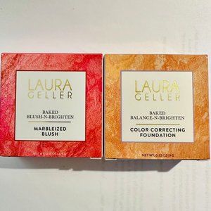 Sara Geller Baked Brighten Marbleized Blush AND Color Correcting Foundation